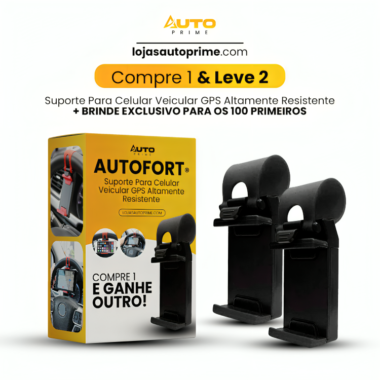 AutoFort® - Suporte Para Celular Veicular GPS Altamente Resistente (Compre 1 e Leve 2)